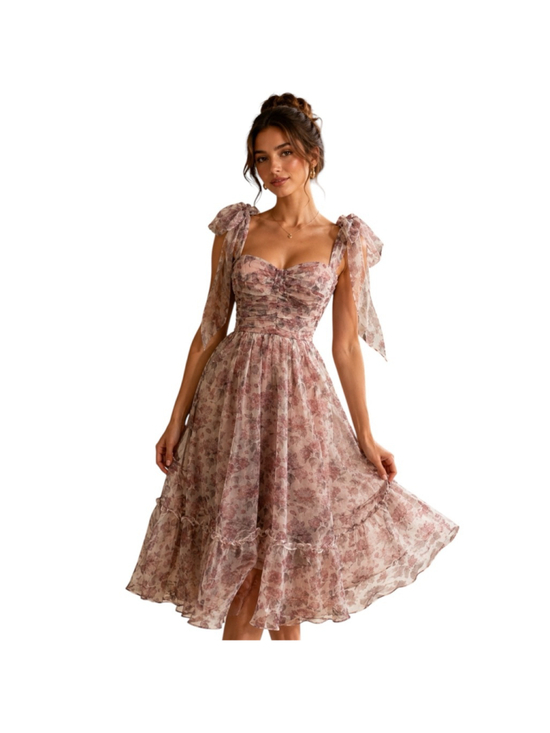 Petal + Pup Dresses & Skirts - Petal + Pup Floret Midi Dress Floral Pink Purple Tie Shoulder Size S NWT